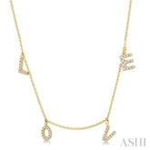 1/6 ctw 'LOVE' Round Cut Diamond Station Necklace in 14K Yellow Gold